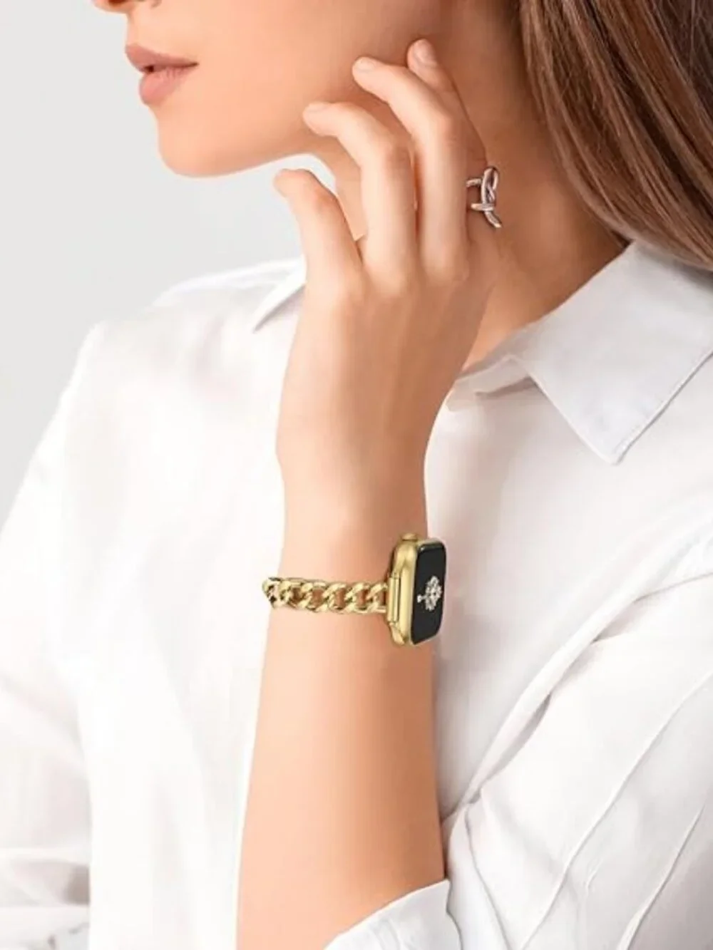 Slim Gold Apple Watch Band Women’s Adjustable Metal Chain Strap